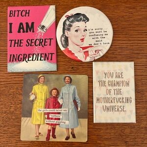 Vintage Style Humorous Magnets Set of 4